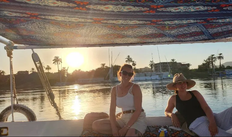 Felucca sailing on the Nile at sunset, Luxor